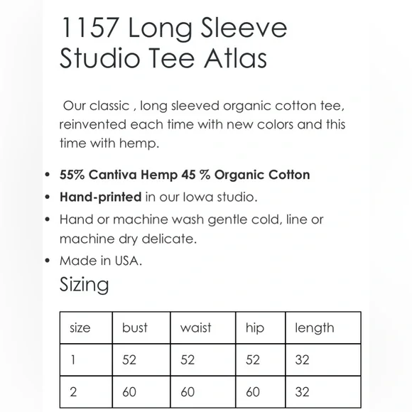 Blue Fish Long Sleeve Studio Tee in Atlas - NWT!